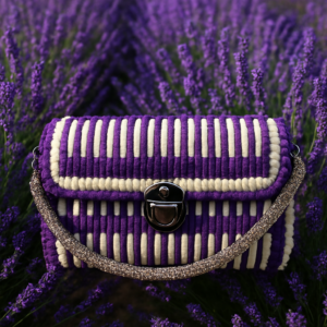 Pochette viola e panna