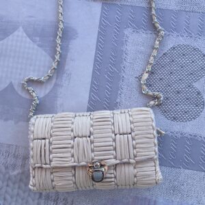 Borsetta fettuccia beige accessori argento