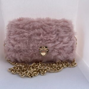 Pochette rosa antico pelliccia
