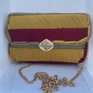 Borsa bicolor senape/bordeaux