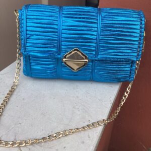 Pochette turchese metallizzata oro