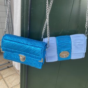 Pochette bicolor turchese/argento